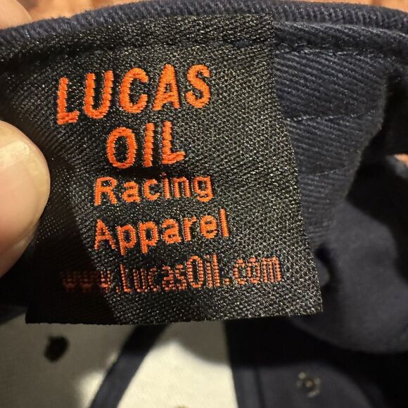 Lucas Racing Oil Products Hat Cap Navy Blue Black Racing Adjustable Strap - Picture 7 of 7